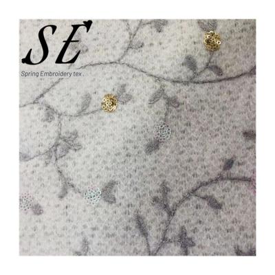 China Soft Wholesale In Running Autumn Winter Sequin Embroidery Floral Printed Dress Skirt Fabrics for sale