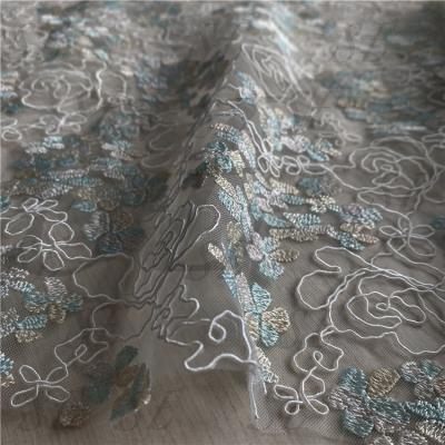 China 127cm New Breathable Soft Expensive Floral Wedding Mesh Band Embroidery Fabric For Woman Dress for sale