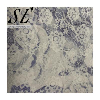 China Other Beautiful Fancy French Embroidered Lace Bridal Lace Fabric Flocked Composite Lace Fabric For Woman Dress 8194C-2 for sale