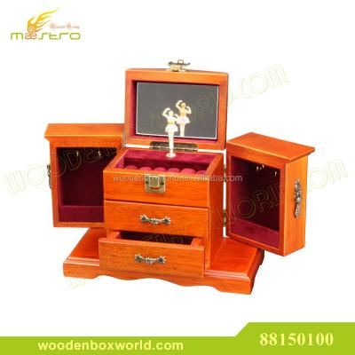 China Real Wooden Vintage Jewelry Ballerina Luxury Wooden Music Box for sale