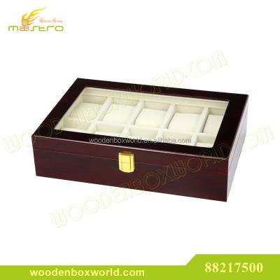 China Organizer Box MDF Watch Storage Cherry Wood Watch Display Box for sale