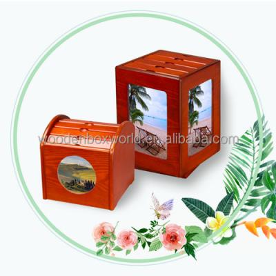 China Handmade Cherry Photo Box Wooden Rotating Photo Album Wooden Box for sale