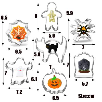 China Sustainable Set of Autumn Cookie Cutters, Stainless Steel Shape Baking Cutters - Pumpkin, Ghost, Spider, Skull and Ghost Shapes for Halloween for sale