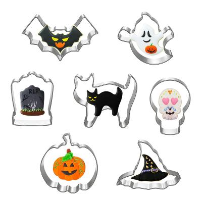 China Workable Set of Halloween Cookie Cutters, Stainless Steel Shape Baking Mold - Pumpkin, Ghost, Spider, Skull and Ghost Shapes for Halloween for sale