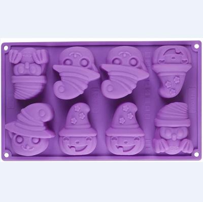 China Sustainable Halloween Cookie Molds Silicone Candy Soap Molds Recycled Self-Contained Cookie Baking Mold With Ghost Pumpkin for sale