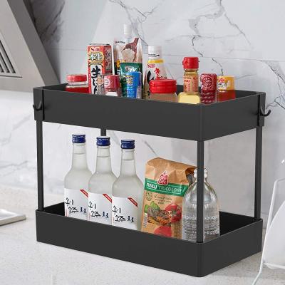 China Viable 2 Tier Buffet Organizer with Hooks, Under Sink Shelf Rack Organizer, Universal Buffet Organizer for sale