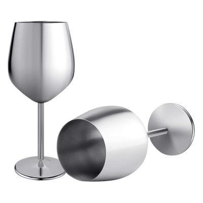 China Wholesale 500ml Stainless Steel Metal Vintage Red Wine Goblet Stemless Wine Tumbler Matt Brushed 304 Metal for sale