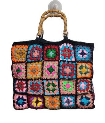 China Autumn and winter fashion ladies handbags cotton, Bohemian wool crocheted 2021 large capacity hollow large travel bag for sale