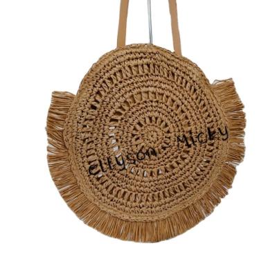 China Summer Eco-Friendly Women Around Handbag Wicker Basket Straw Tote Beach Bag for sale