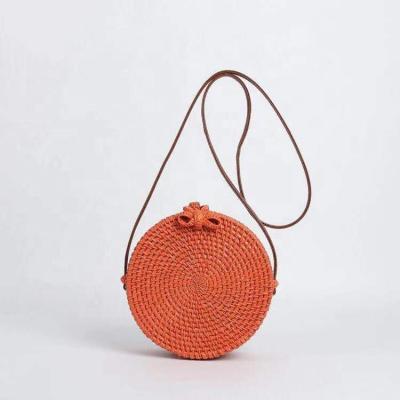 China Factory Price Eco-Friendly Natural Rattan For Women Purse Handbag Circle Handmade Wicker Bali Boho Woven Bag for sale