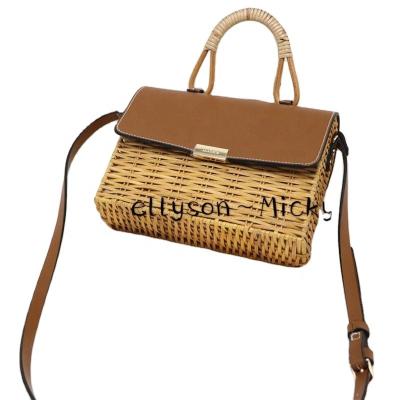 China 2021Ellyson's best-selling pp women ratten beach woven diagonal shoulder bag for sale