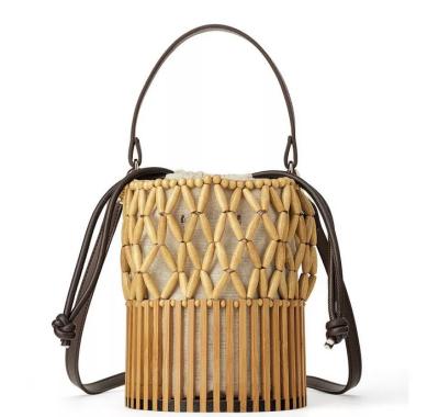 China Fashion Factory Price 2 Handle Summer Beach Bamboo Tote Bag Handmade Bamboo Bag for Women Lady Natural Basket Bag for sale