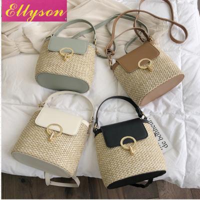 China Factory Summer Women's Other Straw Small Shopping Weave Tote Beach Shoulder Zipper Basket Handbag Bag for sale