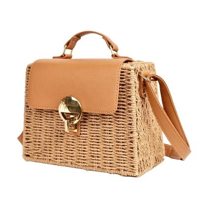 China Preppy Style 2021 Summer Beach Straw Bag Ladies Shoulder Bags Straw Hand Woven Beach Bag For Women for sale