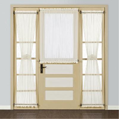 China Wholesale Sheer Door Curtain Half Door Curtain Panels Set of 3 for Front Back Door Light Filtering Sheer Curtains with Tie-back for sale