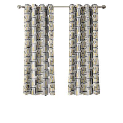 China Yarn Dyed Thermal Insulated Room Tarnish Grommet Jacquard Dyed Curtains Panels Drapes For Living Room for sale