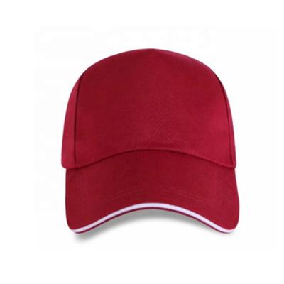 China JOINT Factory Provide Cheap Red Baseball Cap Custom Sandwich Brim Baseball Cap Logo 5 Panel Hat Plain for sale