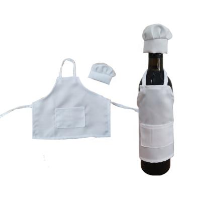 China Wholesale Cheap Price Mini White Wine Aprons With Polyester Wine Bottle Apron Cleaning Wine Bottle Caps Mini Aprons N Empty Hat for sale