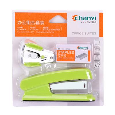 China Hot Selling Eco - Friendly Student Supplies Mini Stapler Set Cheap Office Stationery Promotional Sets for sale