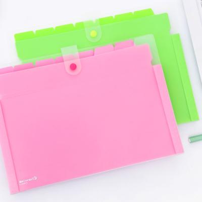 China New Designs Waterproof Fresh Multilayer Waterproof Folder Small Folder Button Envelope Bag PP Documents Storage Bag for sale