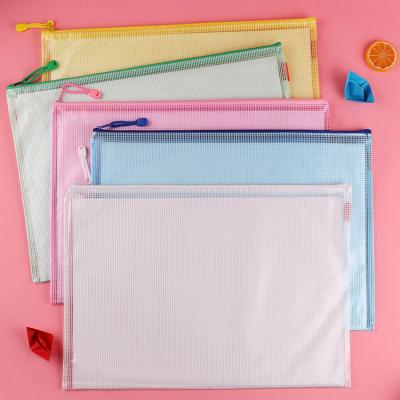 China Waterproof 5 PCs/Wholesale PVC Folder Student Transparent Zipper Storage Folder Bag High Package Capacity A3 for sale