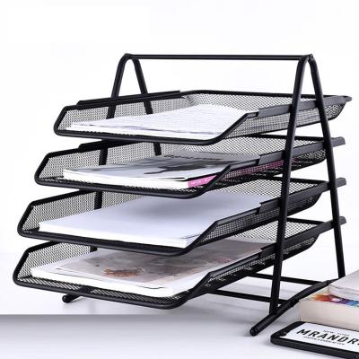 China Storage Stationery 2022 With 4sliding Desk Trays New Metal Organizer Storage Rack Multilayer Black Desk for sale