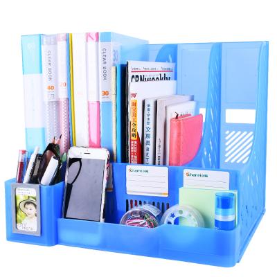 China Minimalist Columns Desk Organizer Four Columns Student School Stationery Fashion Office Desk Plastic Plastic Organizer for sale