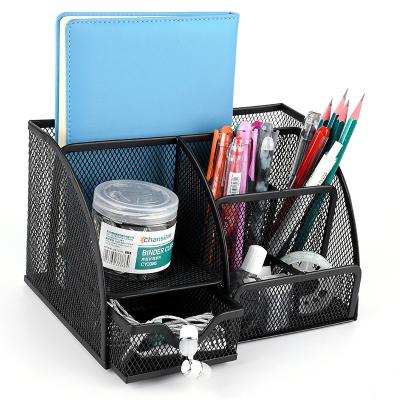 China Multi Functional Desktop Storage Box Mesh Desk Pen Organizer Holder Office Stationery New Products for sale