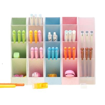 China Best Selling Oblique Insert Pen Container Office Stationery Plastic Pen Holder Nordic Style Calendar for sale