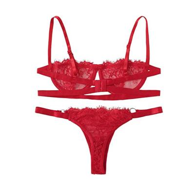 China Sexy Breathable Lingeries Underwear Set Lace Strap Bra And Panties Adult Bras Underwear Set For Women for sale