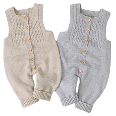 China Instant Baby Newborn Knitting Sleeveless Autumn Winter Romper Leisure Jumpsuit Breathable Baby Rompers Button Solid Color Jumpsuit for sale