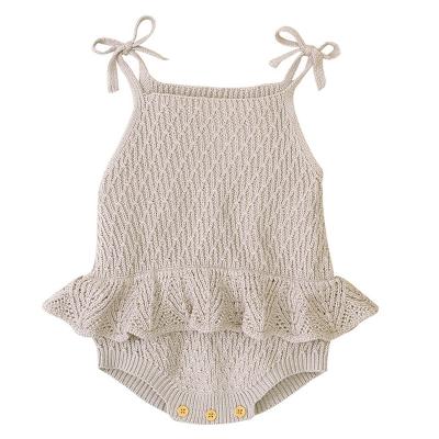 China Casual Baby Romper Clothing 100% Cotton Knitted With Tie Newborn Baby Use Infant Rompers for sale