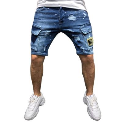 China Breathable England Style Shorts Pants Mens Jeans Holes Slim Boys Badge Denim Pants Straight Jeans For Men for sale