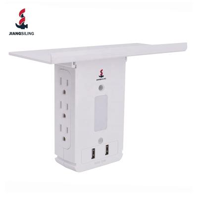 China Residential / Multipurpose USB Wall Charger Surge Protector 6 Outlet Wall Socket With Night Light for sale