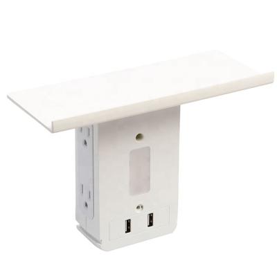 China Convenient 4 Outlet Surge Protector Wall Outlet With 2 USB Built In Shelf for sale