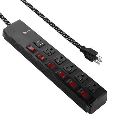 China Black Allumonium Alloy Switch Socket Black USB Power Strip Residential / General Purpose AC 5 Outlet for sale