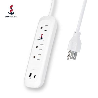 China JIANGSILING Residential / General Purpose 3 Surge Protector 2 Port USB Power Strip Extension Socket Type C for sale