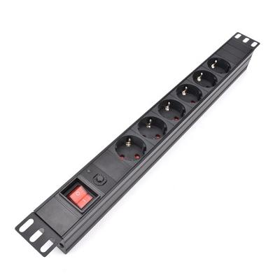 China Aluminum Alloy Euro 6 Port Overload Protection Germany 6 Ways PDU for sale