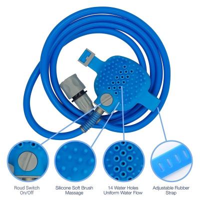 China Sustainable Pet Bathing Tool Pet Shower Washing Dogs Bathing Massage Grooming Brush Faucet Adapters Blue Indoor Outdoor Using for sale