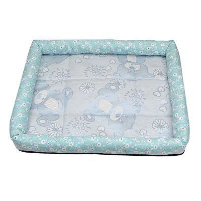 China Sustainable Cool Core Fabric Non Slip Anti Slip Summer Square Pet Mat Bottom Bed for sale