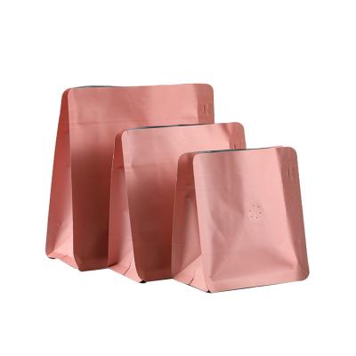 China Moisture Proof Factory Manufacturer Flat Bottom Bag Matt Aluminum Foil Sachet Packaging Recyclable Coffee Bags With Air Valve for sale