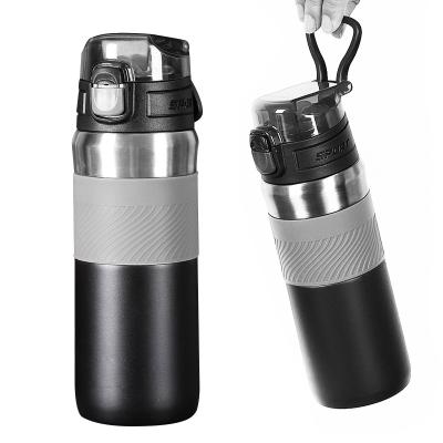 China Custom Wholesale PORTABLE Logo Sport Double Wall Vacuum Flask Insulated Stainless Steel Drink Thermos Mug With Straw And Lid for sale