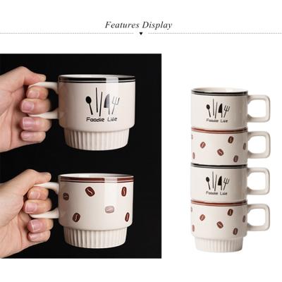 China Viable Customize Personalized Vintage Ceramic Couple Milk Coffee Mug With Handle for sale