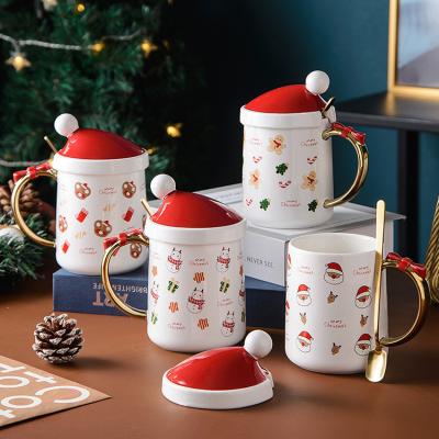 China Viable Promotional Ceramic Luxury Mugs Christmas Coffee Mugs Santa Mug Porcelain Christmas Mug for sale