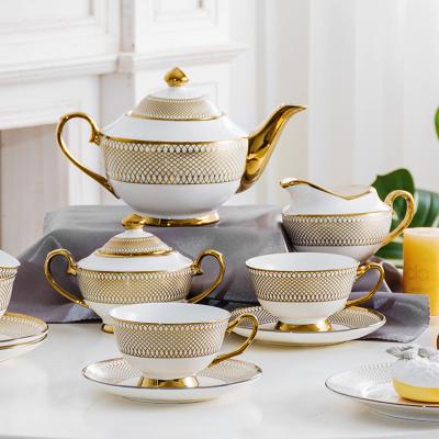 China Viable European Style Set Coffee Cup Gold Rim Color Glazed Ceramic Tea Cups And Saucers Wholesale Bulk for sale