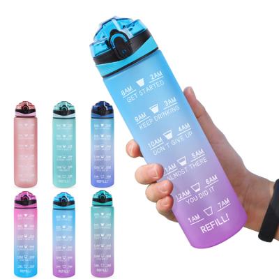 China Sustainable Tritan Material Portable Sport New Product Plastic Drinking Water Bottle With Time Motivational Marker for sale