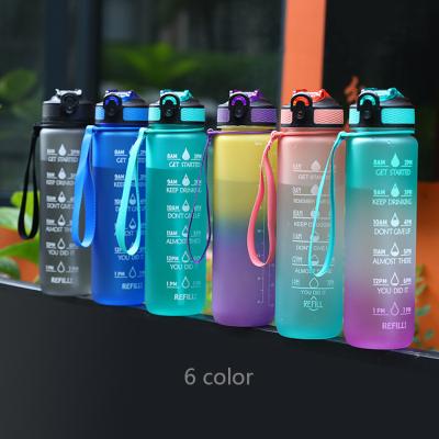 China Sustainable Hot Sports Travel Indoor And Outdoor Multicolor Mug With Graduated Straws Portable Plastic Water Bottles for sale