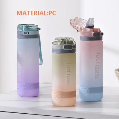 China Gradient 600ML Straw Plastic Travel Customized Water Bottle Couples Mug Portable Colorful Frosted Student Cup 2021 Heat Resistant Viable for sale