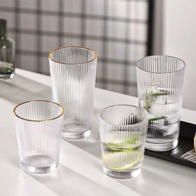 China Artistic Wholesale Simple Style Japanese Vertical Barbed Glass Etched Crystal Whiskey Glass for sale