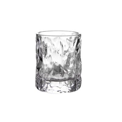 China New Artistic Hammer Texture Gold Rim Matte Clear Juice Drinks Cup Glacier Whiskey Glass for sale